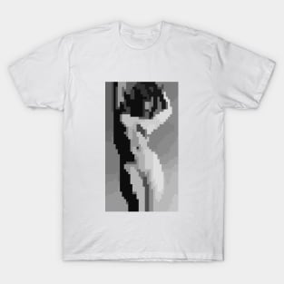 Pixel Art (black and white retro girl body) T-Shirt